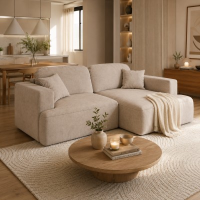 Set de canapea de colţ, bej Taupe, pe dreapta, SOUL ROH