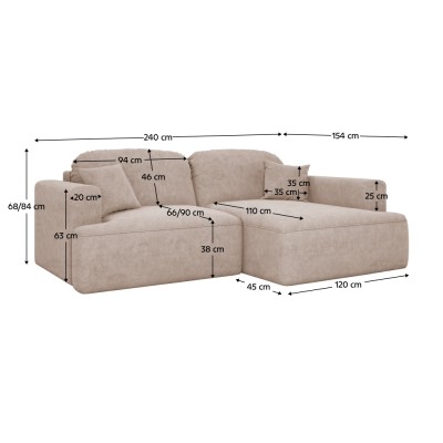 Set de canapea de colţ, bej Taupe, pe dreapta, SOUL ROH