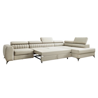 Set de canapea de colţ, crem, pe dreapta, PONTI MAXI ROH