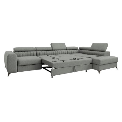 Set de canapea de colţ, gri, pe dreapta, PONTI MAXI ROH