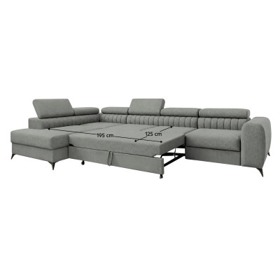 Set de canapea de colţ, gri, pe dreapta, PONTI MAXI ROH