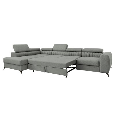 Set de canapea de colţ, gri, pe dreapta, PONTI MAXI ROH