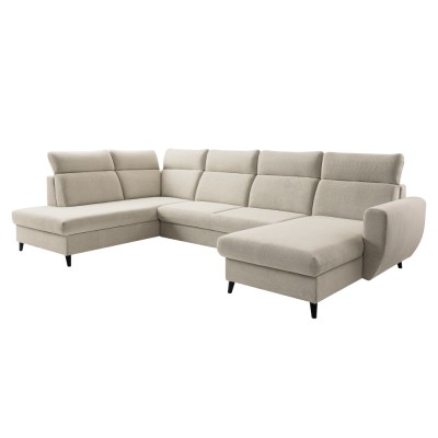 Set de canapea extensibilă, bej, pe dreapta, ROTTO ROH U