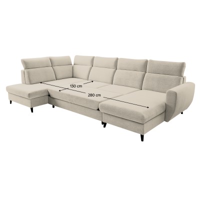 Set de canapea extensibilă, bej, pe dreapta, ROTTO ROH U
