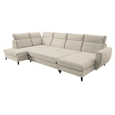 Set de canapea extensibilă, bej, pe dreapta, ROTTO ROH U