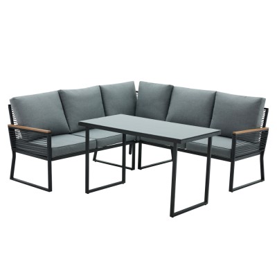 Set de grădină, negru/gri, FARLY