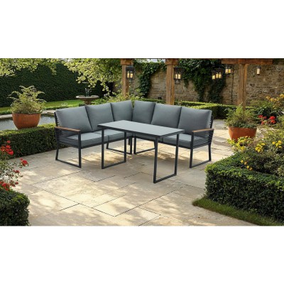 Set de grădină, negru/gri, FARLY