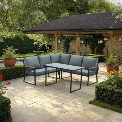 Set de grădină, negru/gri, FARLY