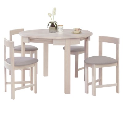 Set de sufragerie 1+4, lemn masiv, alb model lemn /gri-bej, DOMIO