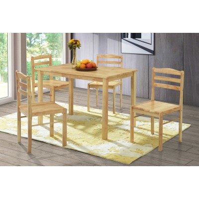 Set de sufragerie 1+4, lemn masiv, natural, LOAK