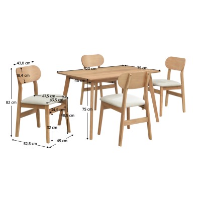 Set de sufragerie 1+4, stejar natural/bej, FALEN
