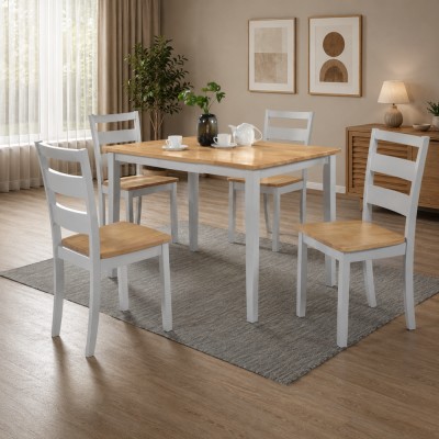Set de sufragerie 1+4, stejar natural/gri deschis, LORAM