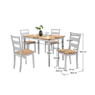 Set de sufragerie 1+4, stejar natural/gri deschis, LORAM