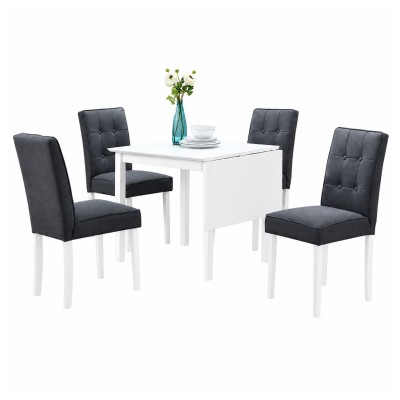 Set dining cu masă extensibilă, albă/gri, BJORK 1+4