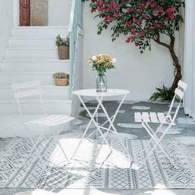 Set grădină 1+2, alb, oţel, OBAX