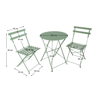 Set grădină 1+2, verde, oţel, OBAX NEW