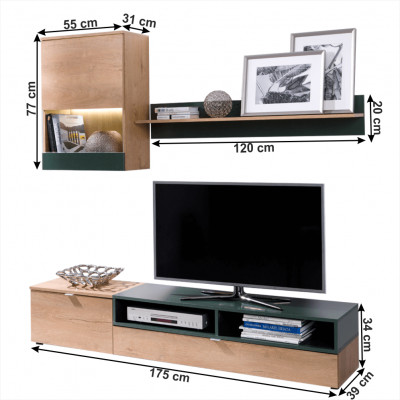 Set living, stejar lefkas/ verde, ROSO