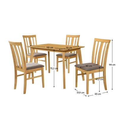 Set sufragerie 1+4, stejar sonoma deschis/maro închis, ROIS SET