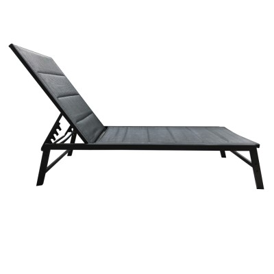 Şezlong de grădină poziţionabil, negru, LOPEZ