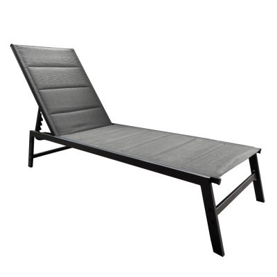 Şezlong de grădină poziţionabil, negru/gri, LOPEZ