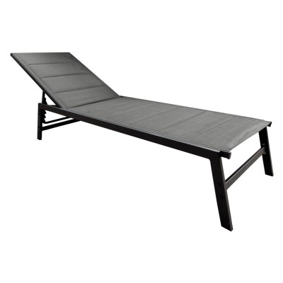 Şezlong de grădină poziţionabil, negru/gri, LOPEZ