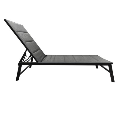 Şezlong de grădină poziţionabil, negru/gri, LOPEZ