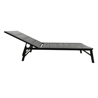 Şezlong de grădină poziţionabil, negru/gri, LOPEZ