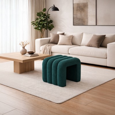 Taburet de design, ţesătură verde închis, SUNDO