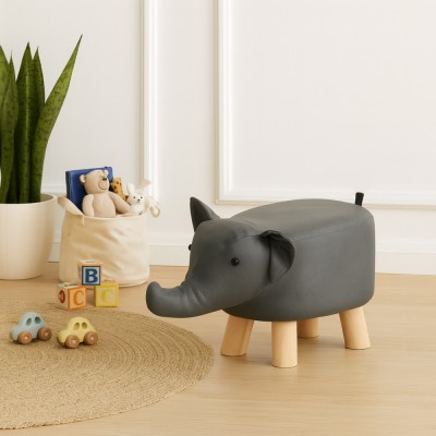 Taburet în formă de elefant, gri/natural, BALBO