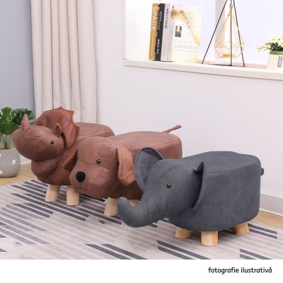 Taburet în formă de elefant, gri/natural, BALBO