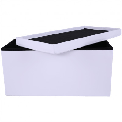 Taburet pliabil, piele ecologică albă, IMRA