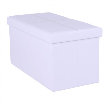 Taburet pliabil, piele ecologică albă, IMRA