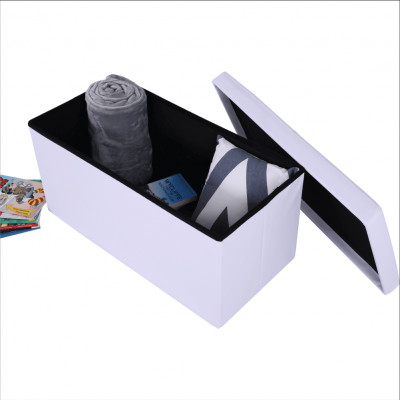 Taburet pliabil, piele ecologică albă, IMRA