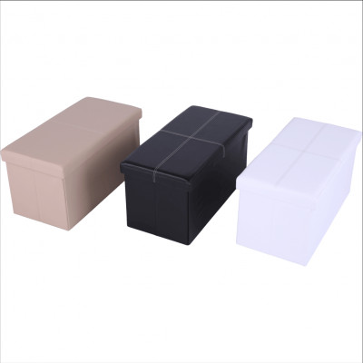 Taburet pliabil, piele ecologică albă, IMRA