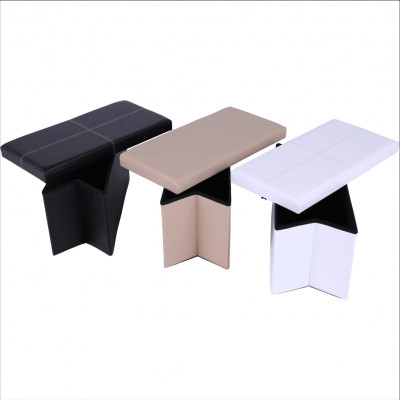 Taburet pliabil, piele ecologică albă, IMRA