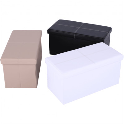 Taburet pliabil, piele ecologică albă, IMRA