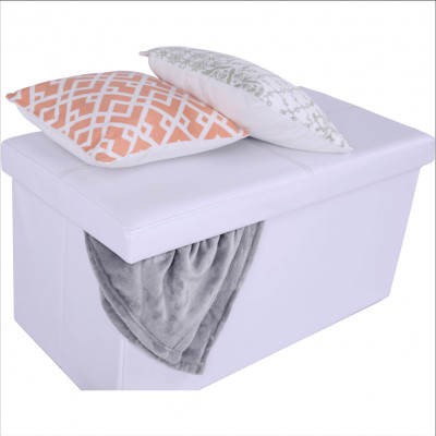 Taburet pliabil, piele ecologică albă, IMRA