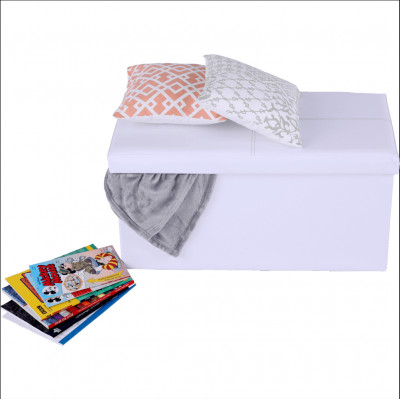 Taburet pliabil, piele ecologică albă, IMRA