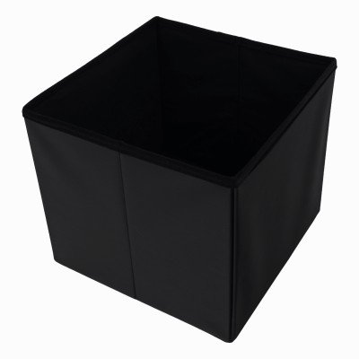 Taburet pliabil, piele ecologică neagră, TELA