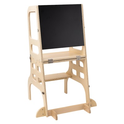 Turnul de învăţare Montessori 3în1 cu tablă, natural, MAGAN