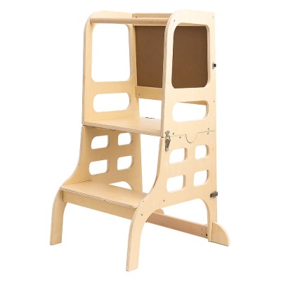 Turnul de învăţare Montessori 3în1 cu tablă, natural, MAGAN