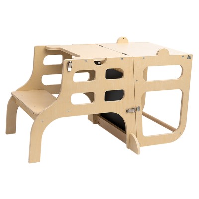 Turnul de învăţare Montessori 3în1 cu tablă, natural, MAGAN