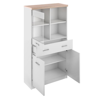 Vitrină, alb/ stejar sonoma, LAURA