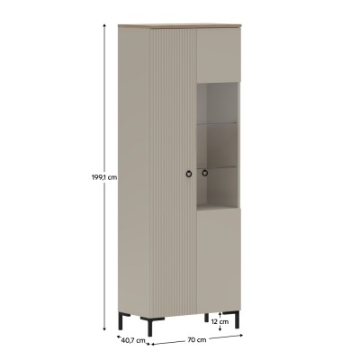 Vitrină, gri-maroniu Taupe/stejar silverjack, DOMCA 1D1W