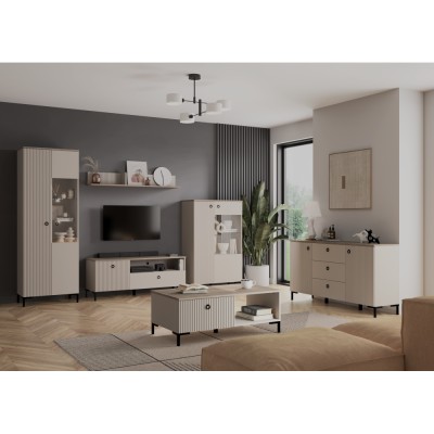 Vitrină, gri-maroniu Taupe/stejar silverjack, DOMCA 1D1W