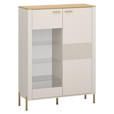 Vitrină joasă, caşmir/stejar de piatră, RUNOL 1D1W