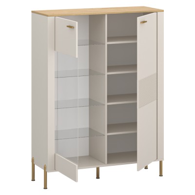 Vitrină joasă, caşmir/stejar de piatră, RUNOL 1D1W