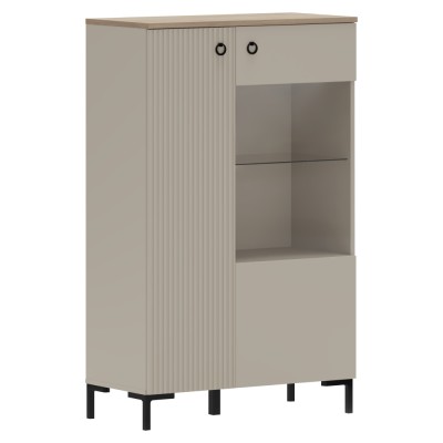 Vitrină joasă, gri-maroniu Taupe/stejar silverjack, DOMCA 1D1W/140