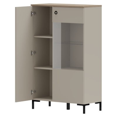 Vitrină joasă, gri-maroniu Taupe/stejar silverjack, DOMCA 1D1W/140