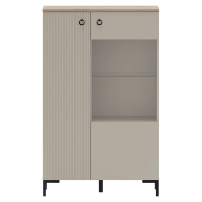 Vitrină joasă, gri-maroniu Taupe/stejar silverjack, DOMCA 1D1W/140